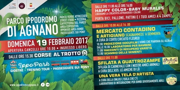 Napoli: domenica all'Ippodromo di Agnano corse, mercato elaboratori bio, giochi e pony.