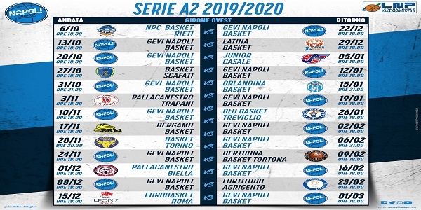 Basket: GeVi Napoli, diramato il calendario della Serie A2 2019/20.