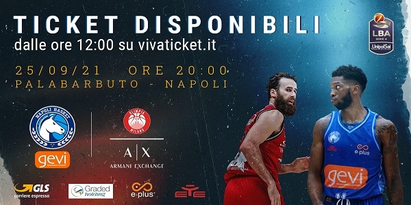 Gevi Napoli Basket - AIX Armani Exchange Milano, al via la vendita dei biglietti