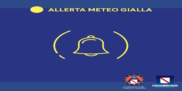 Campania: allerta meteo gialla dalle 16 di oggi alle 16 di domani