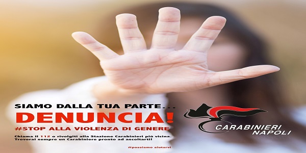 Napoli e Prov.: Il Comando Provinciale CC espone un poster contro violenza di genere