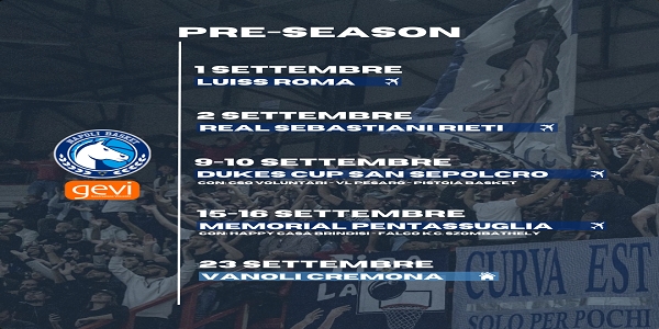 Gevi Napoli Basket: ecco il calendario della pre-season