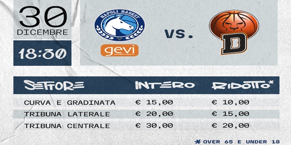 Gevi Napoli Basket: in vendita i biglietti per la gara con Bertram Derthona