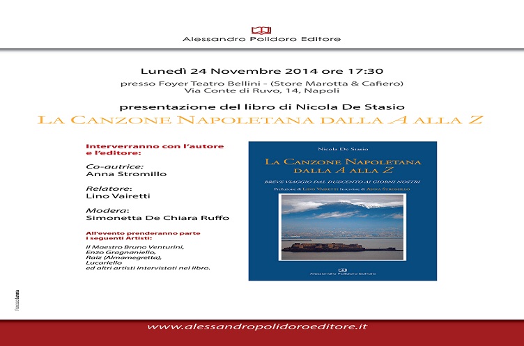 NAPOLI: LUNEDI PRESENTAZIONE LIBRO - LA CANZONE NAPOLETANA DALLA A ALLA Z -
