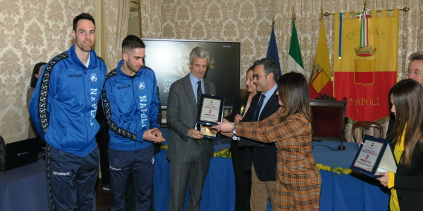 Gevi Napoli Basket a P.zzo San Giacomo per la presentazione della Rassegna Marzo Donna 2023
