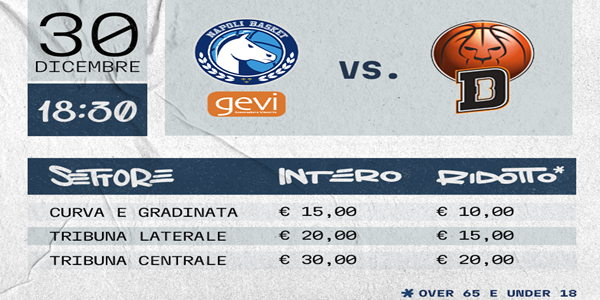 Gevi Napoli Basket: in vendita i biglietti per la gara con Bertram Derthona
