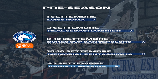 Gevi Napoli Basket: ecco il calendario della pre-season